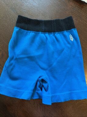 Free People Movement Blue Ribbed Shorts with Black Waistband